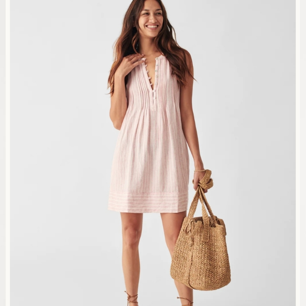 Faherty Pink Striped Dress